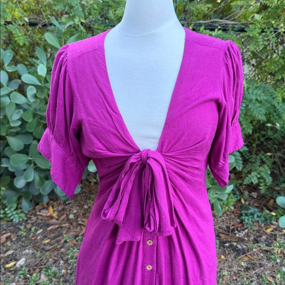Free People Magenta Tie-Front Maxi Dress